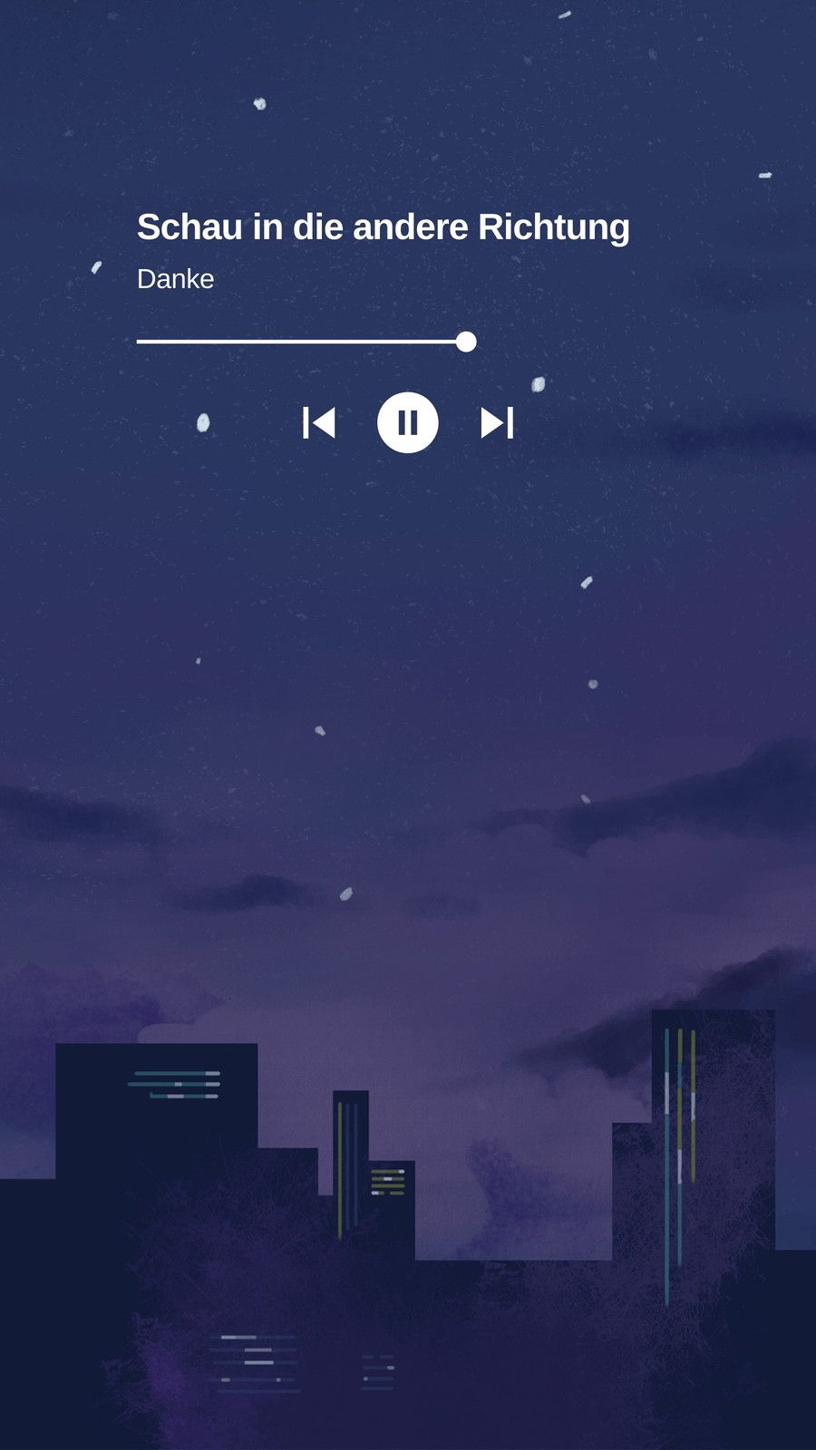 Schau in die andere Richtung, Musikplayer, Nachthimmel, Stadt, Dunkelblau, Android-Hintergrundbild