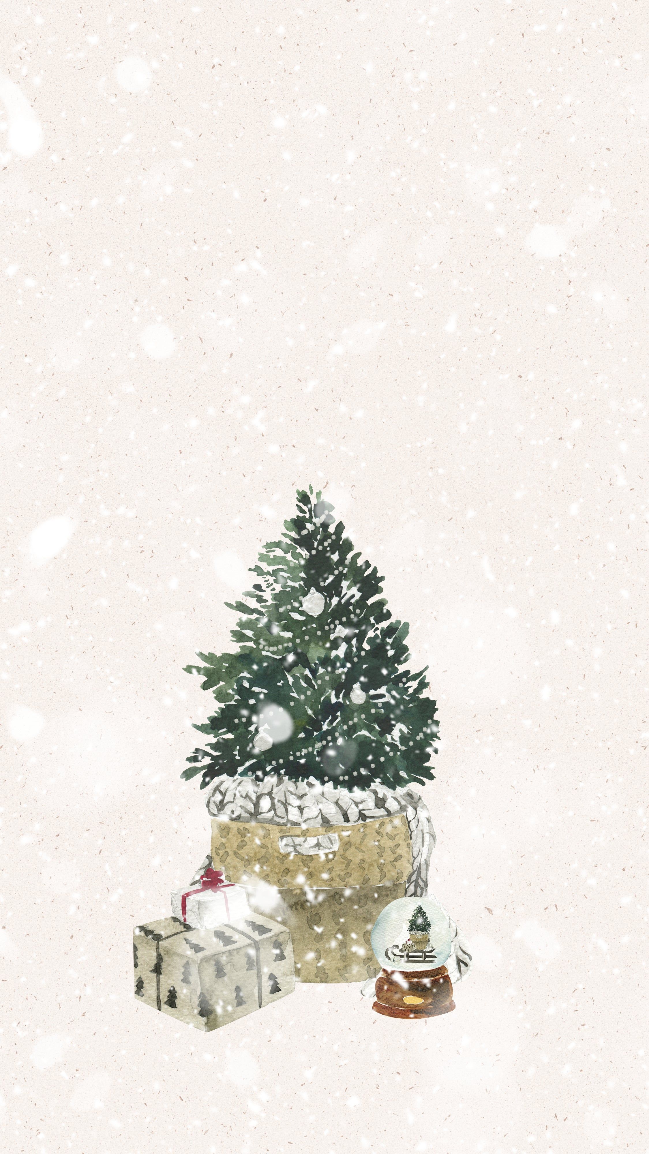 Tannenbaum, Winter, Illustration, Weihnachten, Minimalistisch, QHD+, iPhone-Hintergrundbild