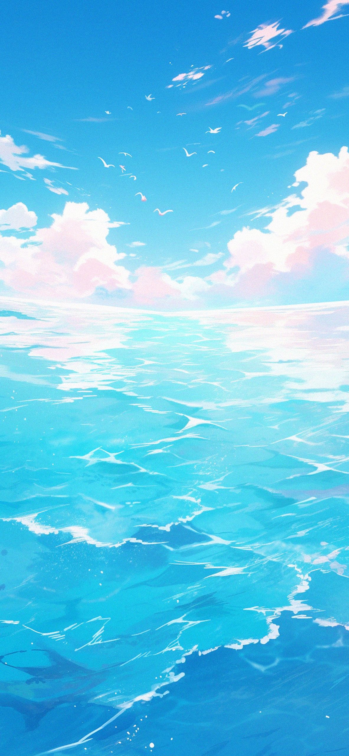 Meer, Wolken, Blauer Himmel, Anime-Stil, Full HD, Sperrbildschirm fürs iPhone