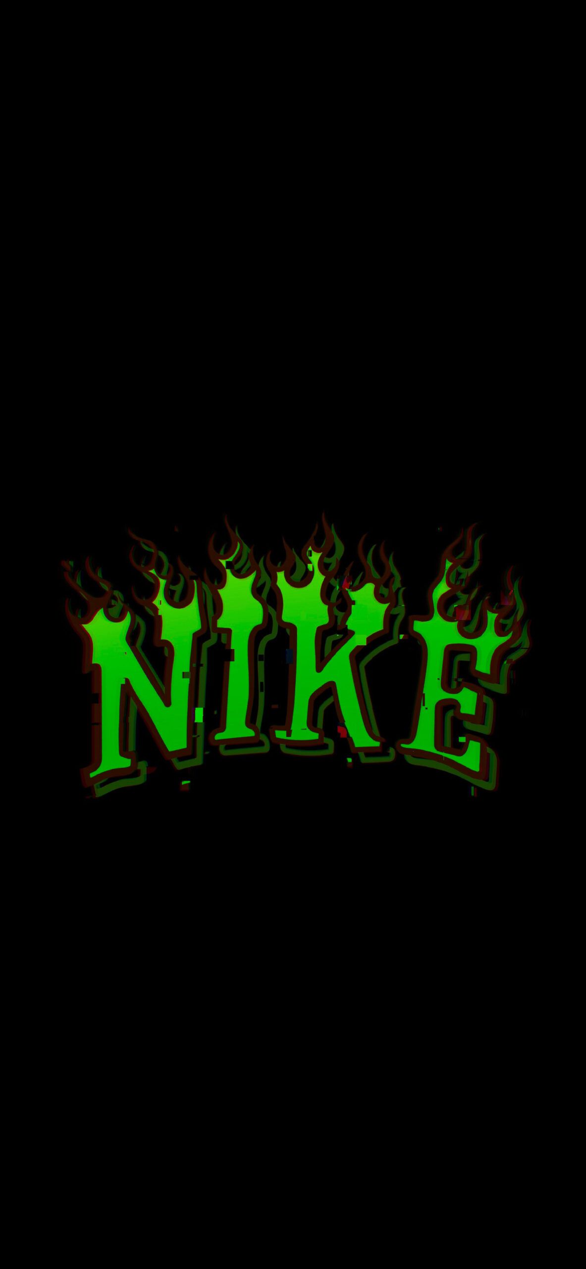 Nike, Grüne Schrift, Neon, Schwarzer Hintergrund, Full HD, Sperrbildschirm fürs iPhone