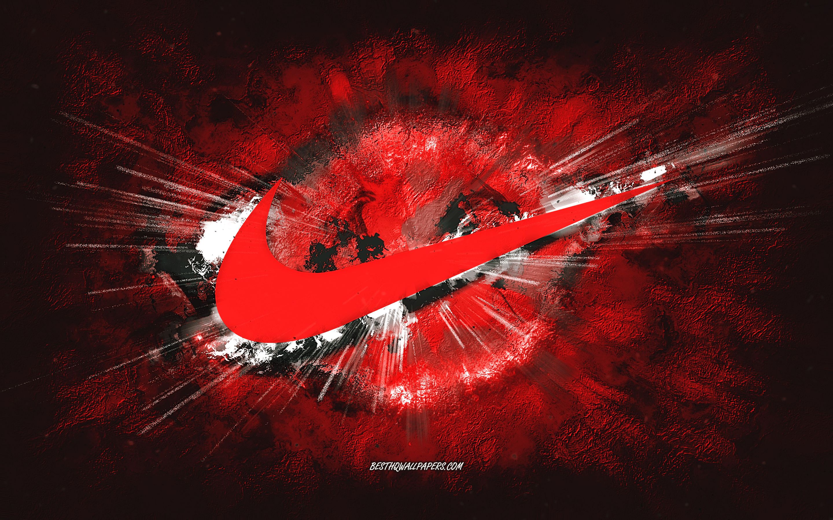 Nike Swoosh, Explosion, Rot, Grunge, 16:10, 2K-Hintergrundbild für den Desktop