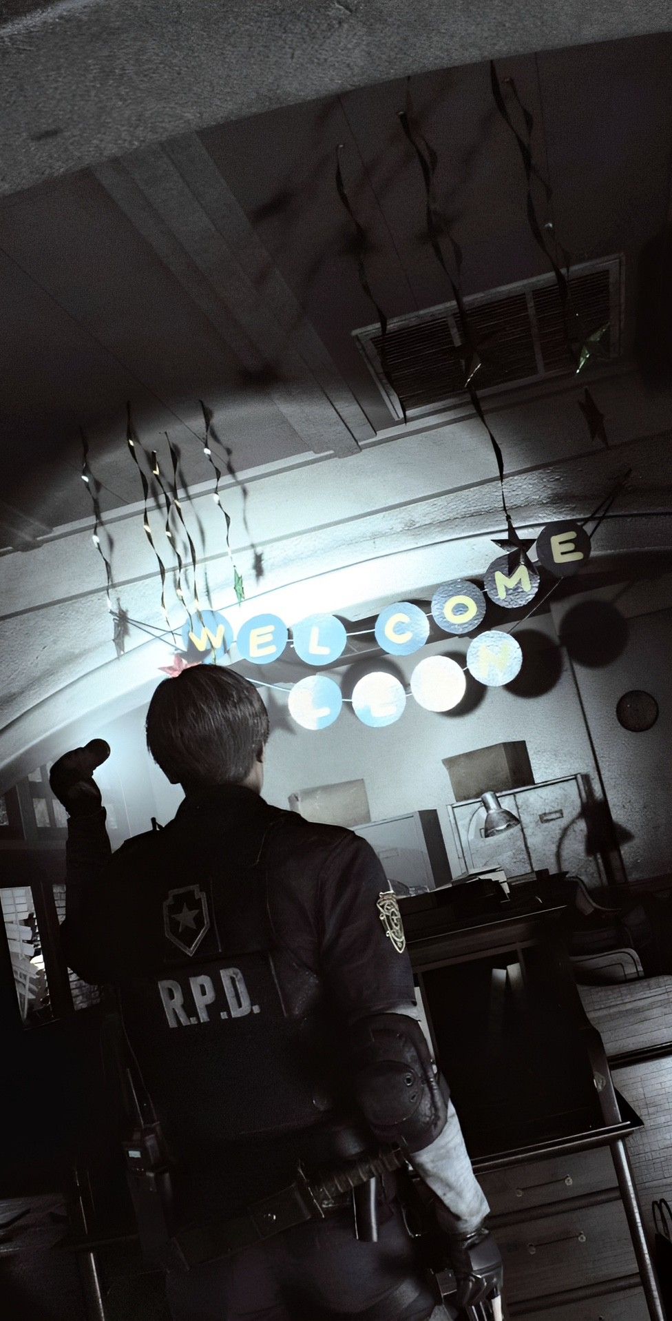 Leon S. Kennedy, R.P.D., Taschenlampe, Resident Evil 2, Dunkel, HD, Handy-Hintergrundbild