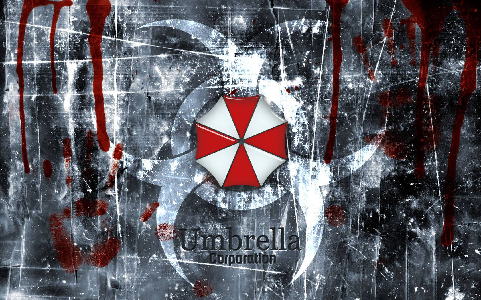 Umbrella Corporation, Logo, Blut, Grunge, Weiß, 16:10, HD-Hintergrundbild für den Desktop