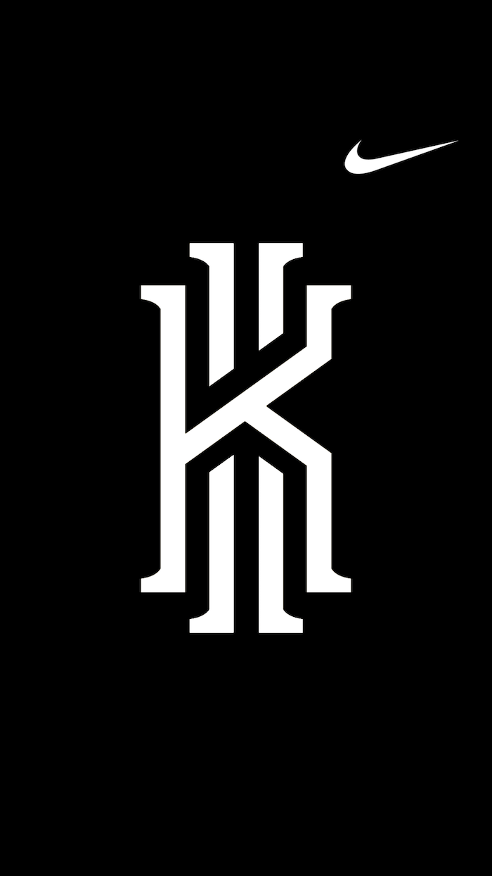 Kyrie Irving, Kyrie-Logo, Nike Swoosh, Basketball, Schwarzer Hintergrund, Sperrbildschirm fürs iPhone
