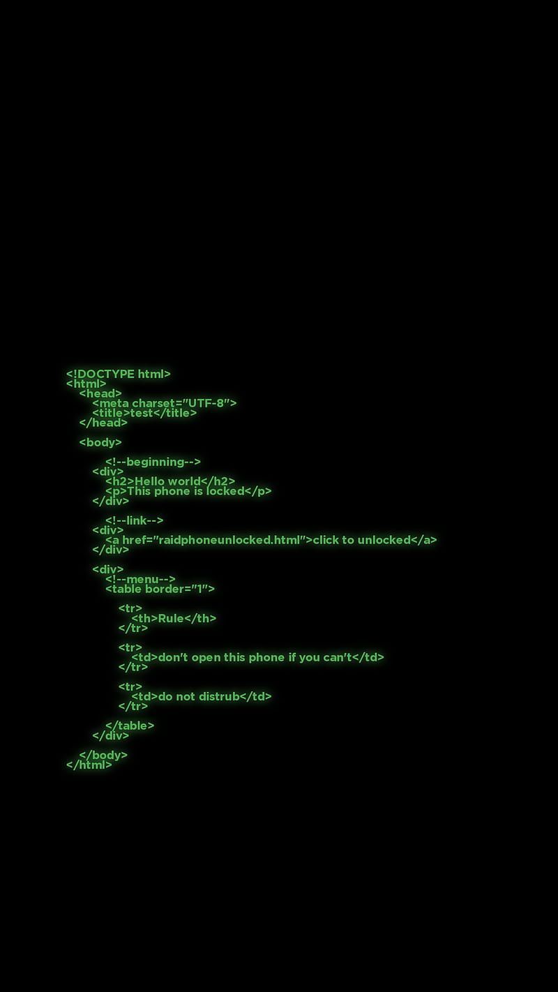 Quellcode, Terminal, Grün, Minimalistisch, Schwarzer Hintergrund, Sperrbildschirm fürs iPhone
