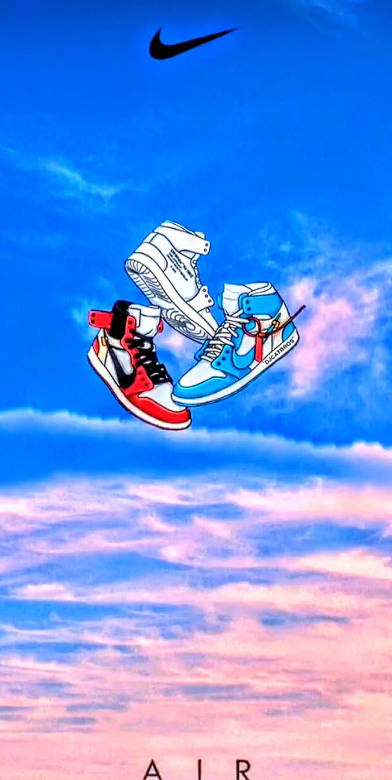 Nike Air, Air Jordan, Sneaker, Wolken, Himmel, HD, Handy-Hintergrund im Hochformat