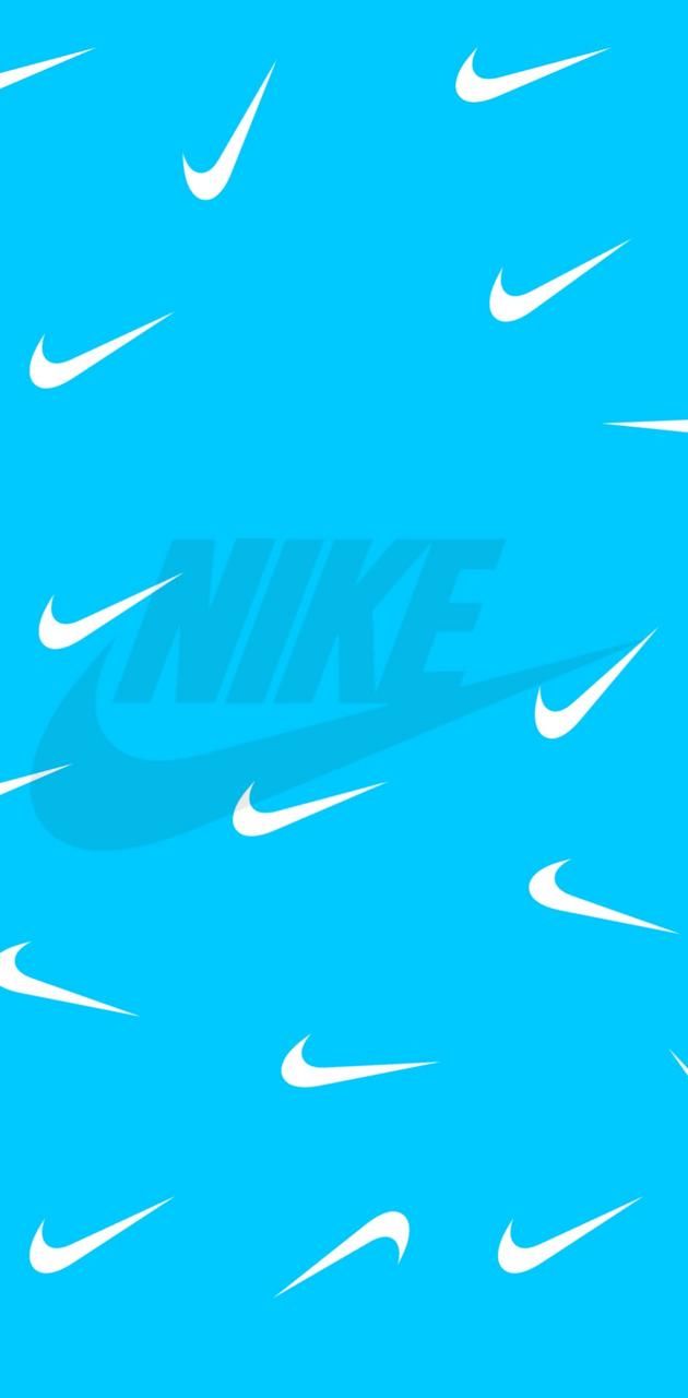 Nike Swoosh, Muster, Hellblau, Wiederholung, Hochformat, Hintergrundbild fürs Smartphone