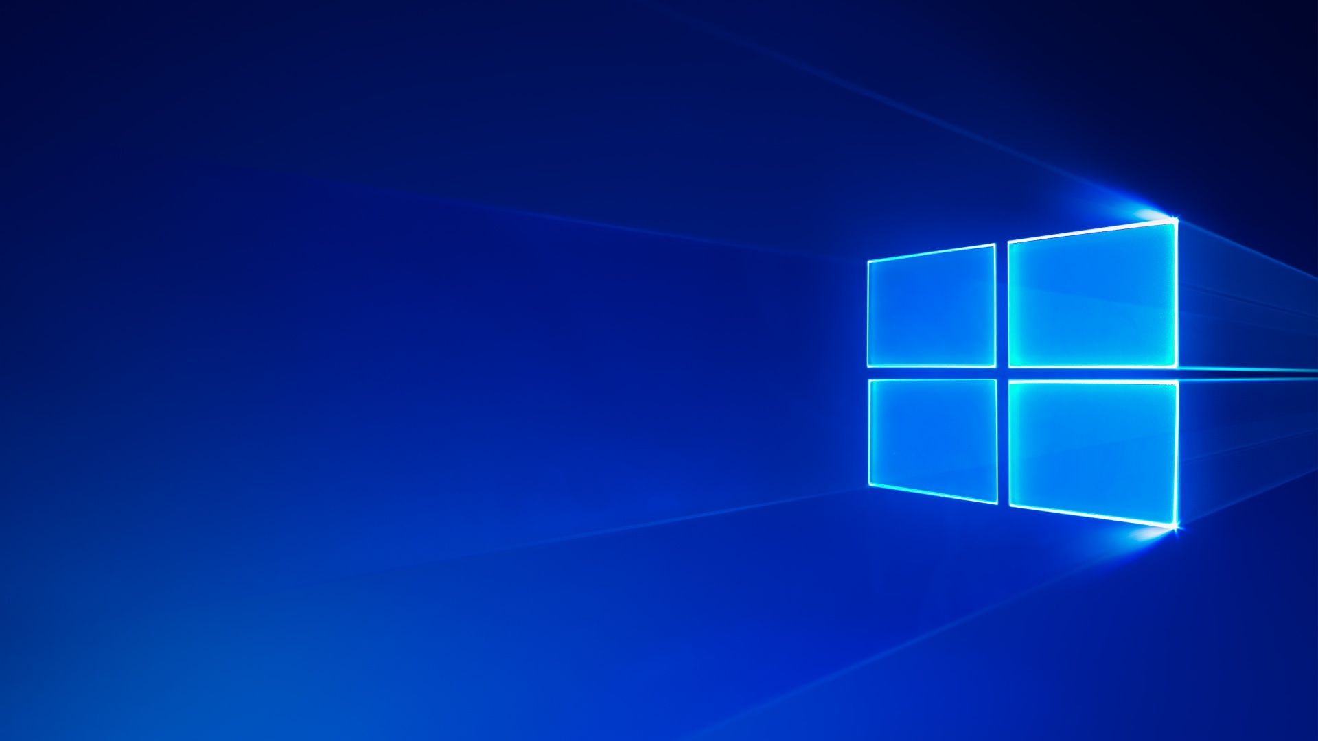 Windows 10, Windows-Logo, Blau, Lichtstrahlen, 16:9, Full-HD-Hintergrundbild für den Desktop