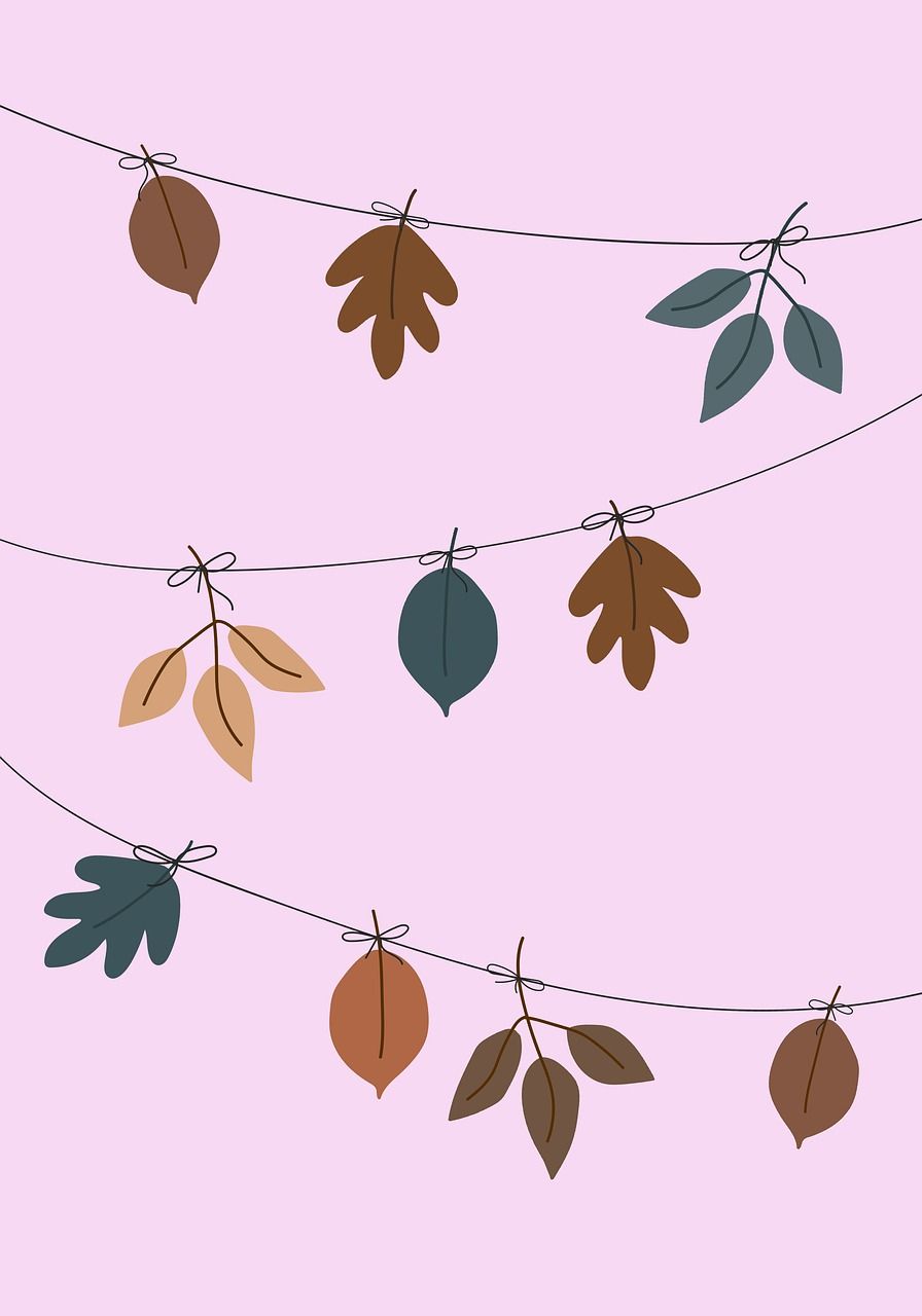Girlanden, Herbstblätter, Illustration, Rosa Hintergrund, Niedlich, HD Wallpaper