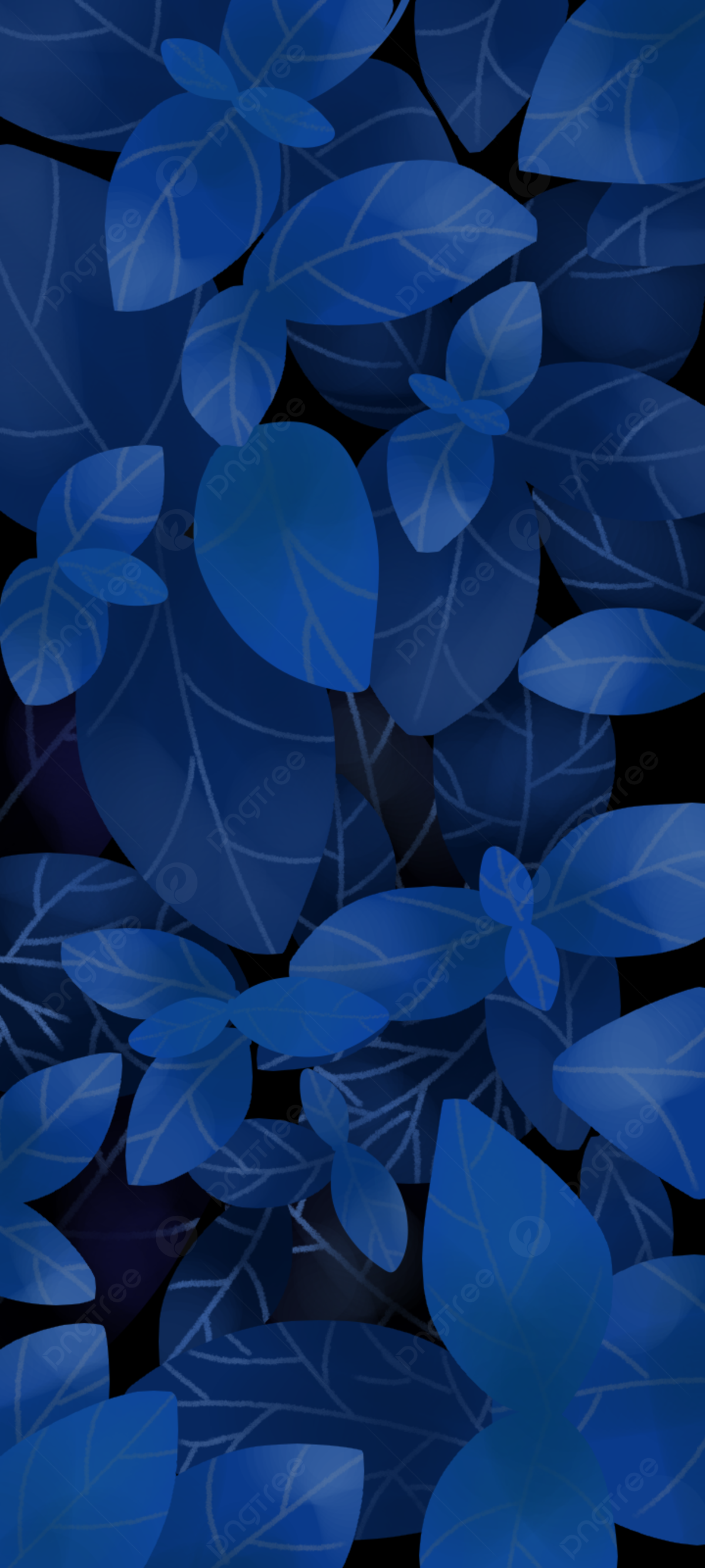 Blaue Blätter, Blau, Laub, Textur, Hochformat, Hintergrundbild für iPhone und Android
