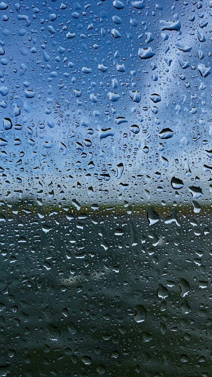 Regentropfen, Fensterscheibe, Regenwetter, Blau, Glas, Hintergrundbild für iPhone und Android