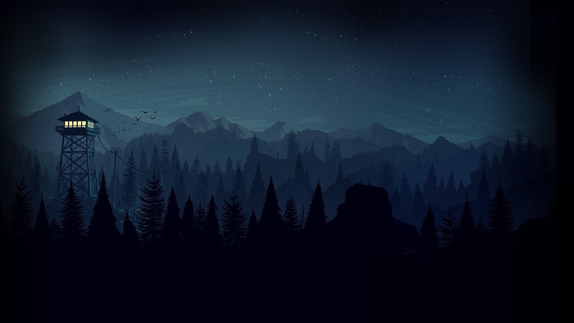 Firewatch, Wachturm, Wald, Dämmerung, Silhouette, 16:9, Full-HD-Hintergrundbild für den Desktop
