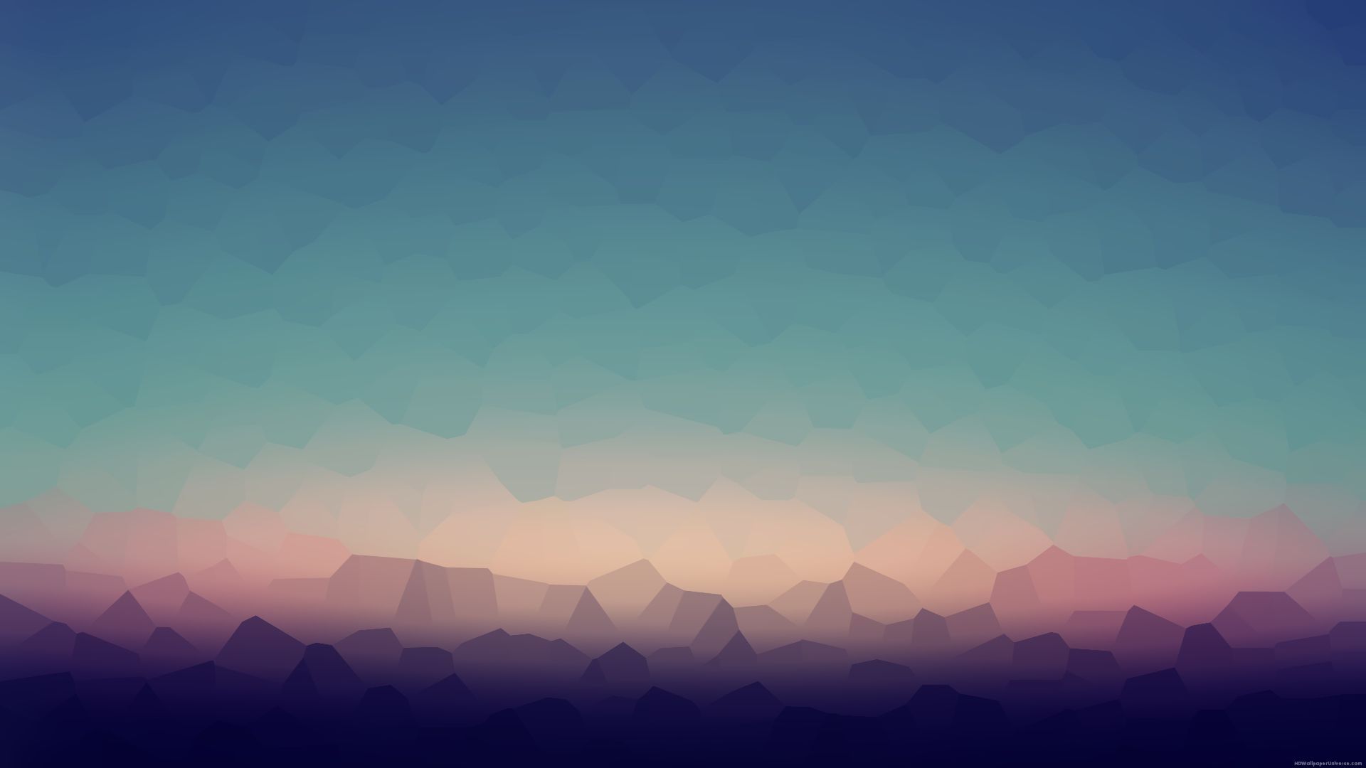 Low Poly, Farbverlauf, Türkis Rosa, Abstrakt, Full HD, Desktop-Hintergrund für Windows