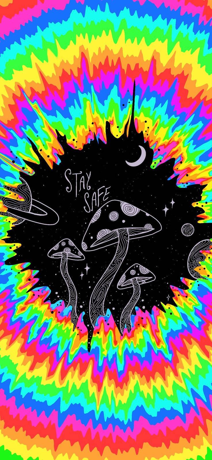Psychedelisch, Pilze, Batik, Regenbogenfarben, HD, Hintergrundbild fürs Handy
