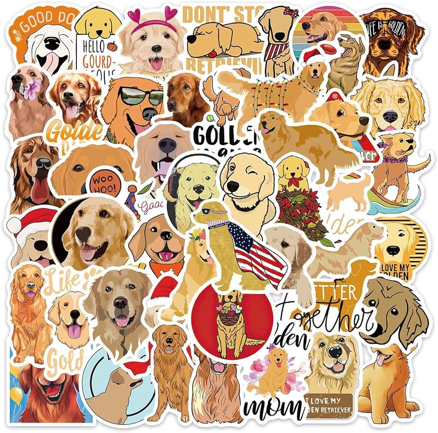 Golden Retriever, Sticker, Cartoon, Collage, Hintergrundbild für iPad und Tablet
