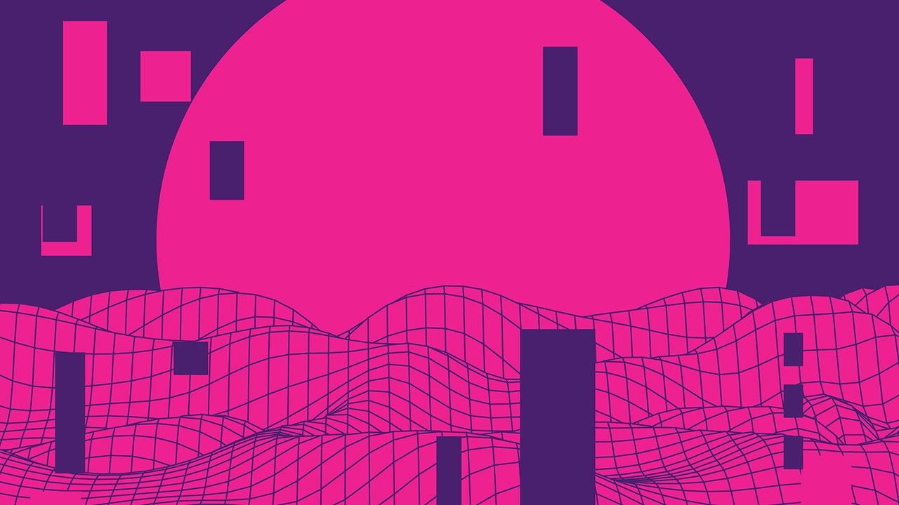 Retro, Synthwave, Pink, Gitternetz, Sonne, 16:9, HD-Hintergrundbild für den Desktop
