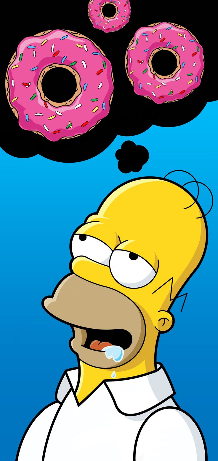 Homer Simpson, Die Simpsons, Donuts, Gedankenblase, Cartoon, HD, Handy-Hintergrund