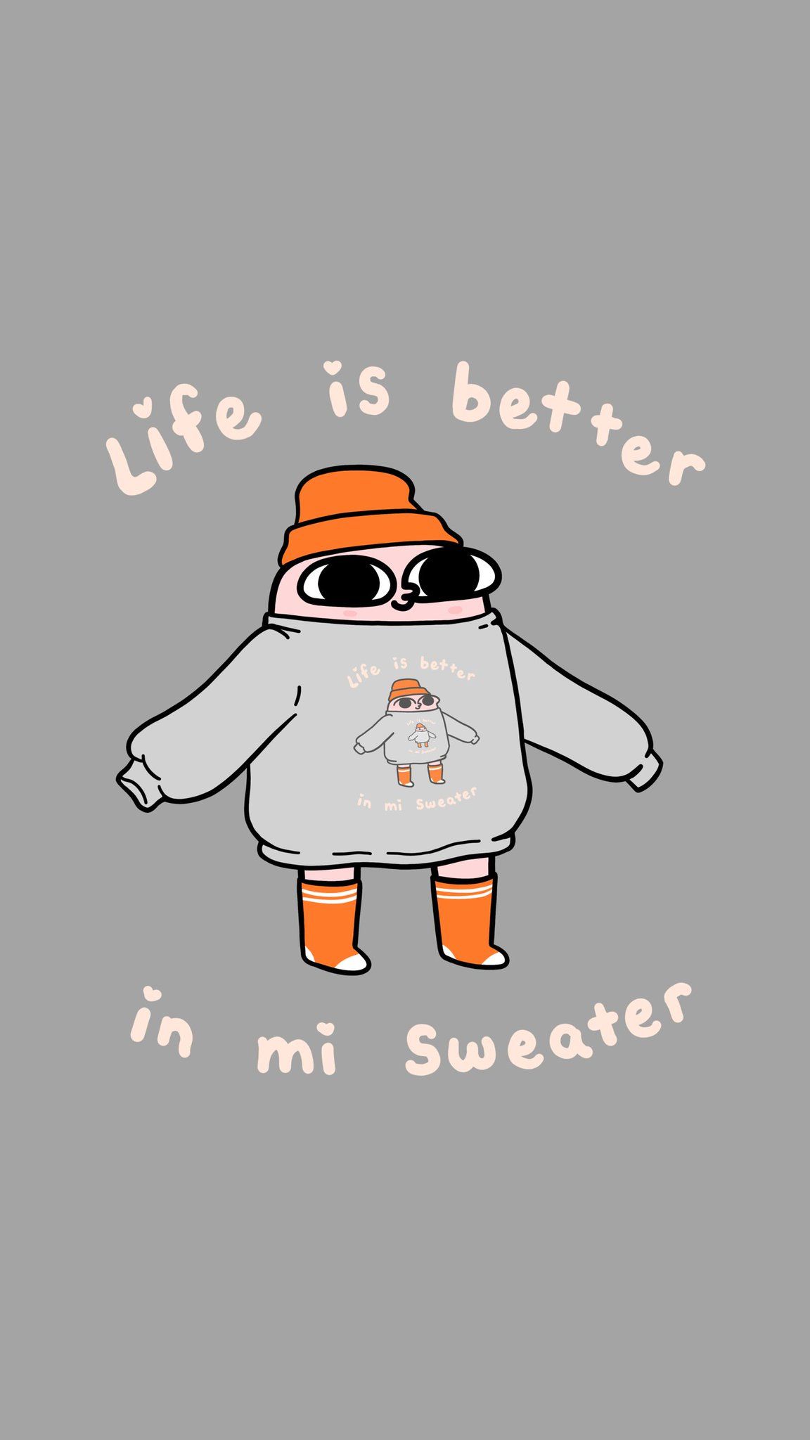 Life is better in mi sweater, Pinguin, Pullover, Sonnenbrille, Wortspiel, Full HD, iPhone-Hintergrundbild