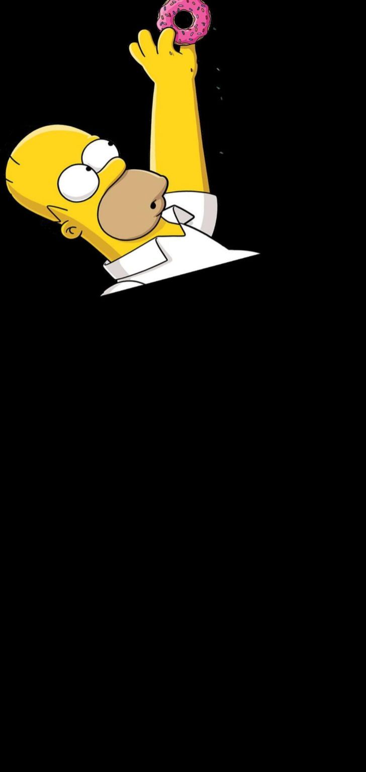 Homer Simpson, Die Simpsons, Donut, Schwarzer Hintergrund, Cartoon, Sperrbildschirm fürs iPhone