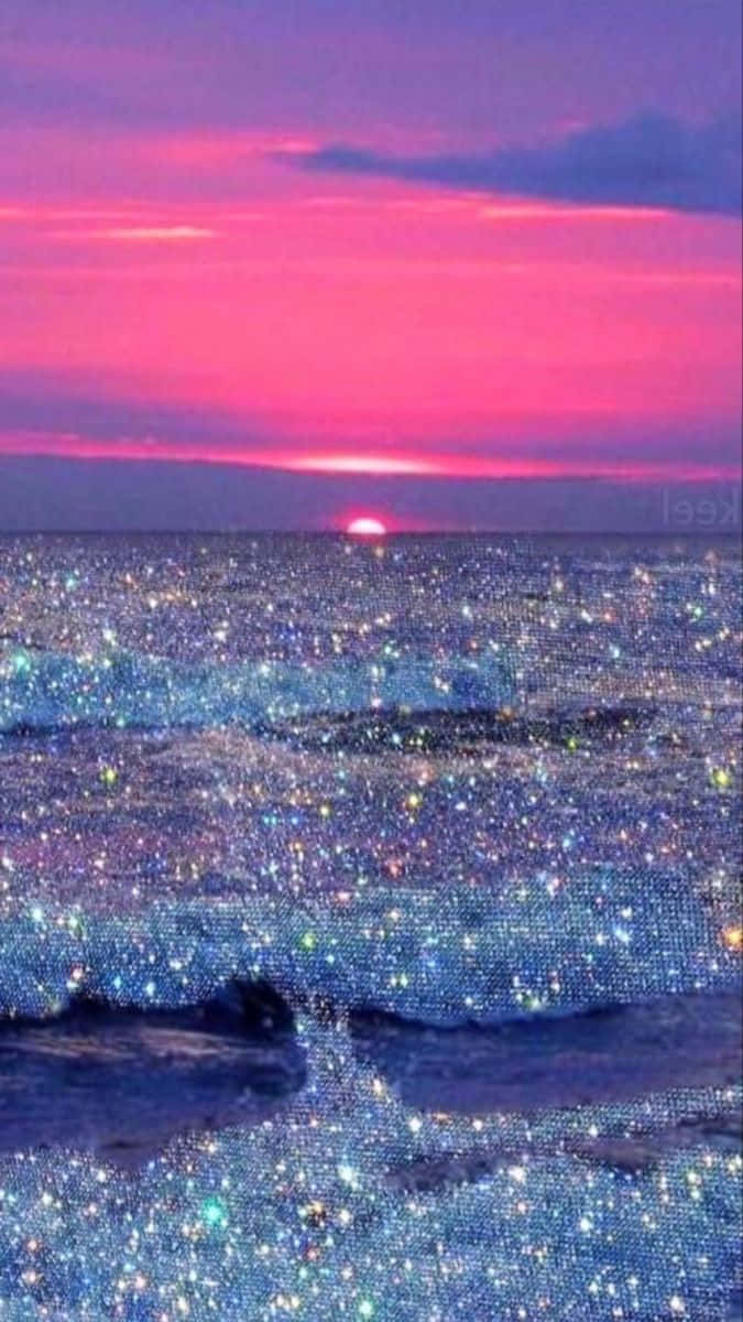 Meer, Sonnenuntergang, Pinker Himmel, Funkelnde Wellen, Horizont, Android-Hintergrundbild