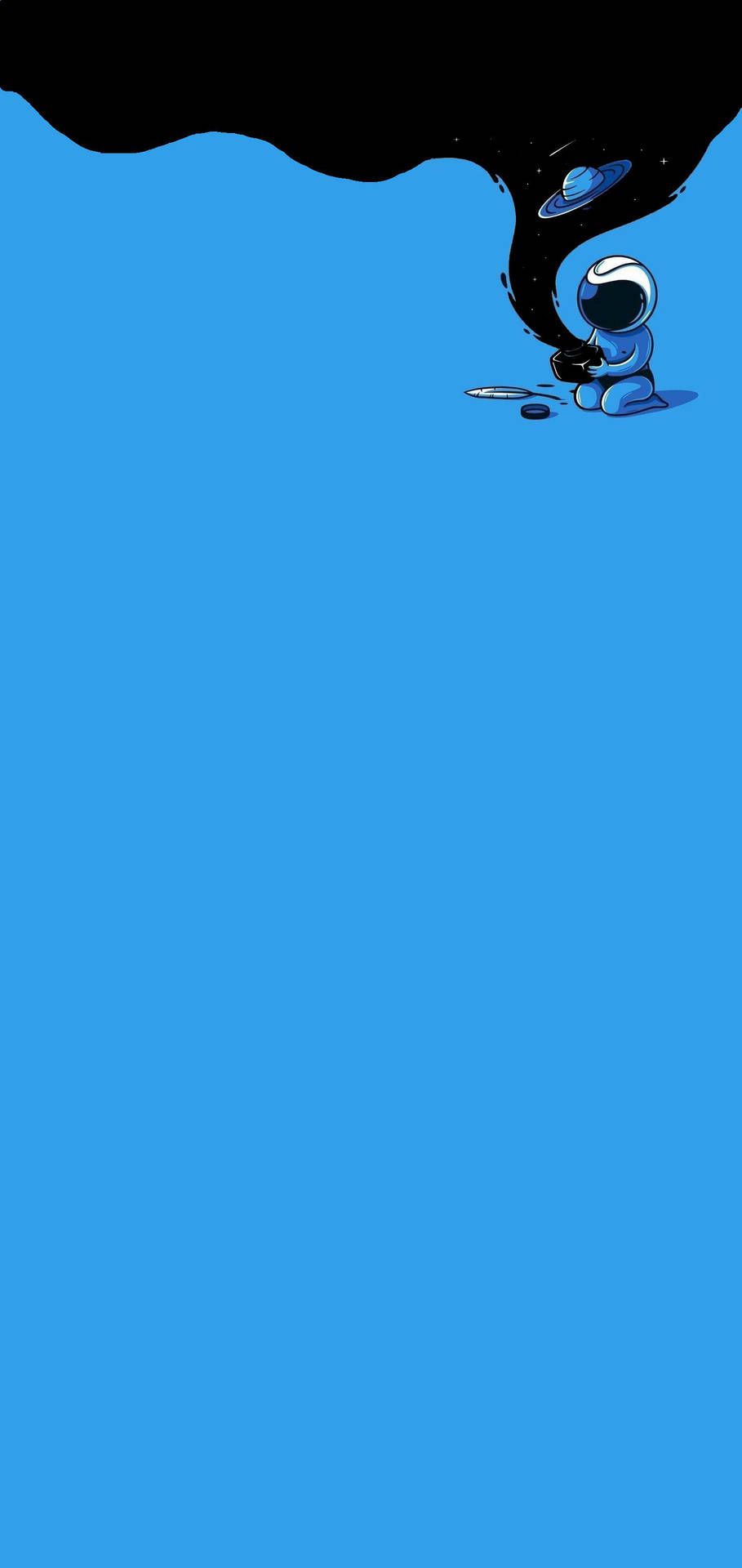 Blauer Hintergrund, Tropfende Farbe, Minimalismus, Schwarz-Blau, Sperrbildschirm fürs iPhone