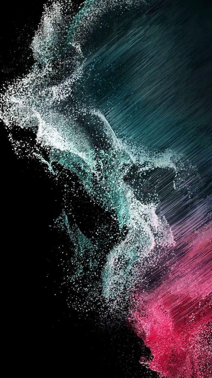 Samsung Galaxy S22 Ultra, Partikelwelle, Schwarzer Hintergrund, Abstrakt, Sperrbildschirm fürs iPhone