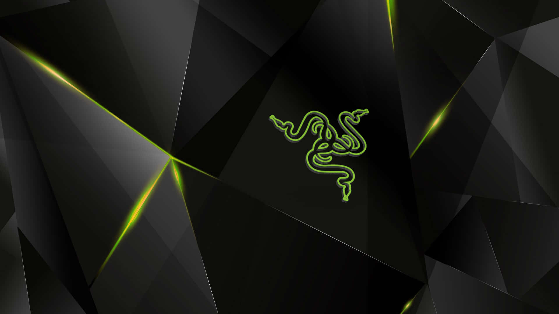 Razer, Polygone, Schwarz, Grüne Akzente, Geometrisch, 1920x1080, Full-HD-Hintergrundbild für PC
