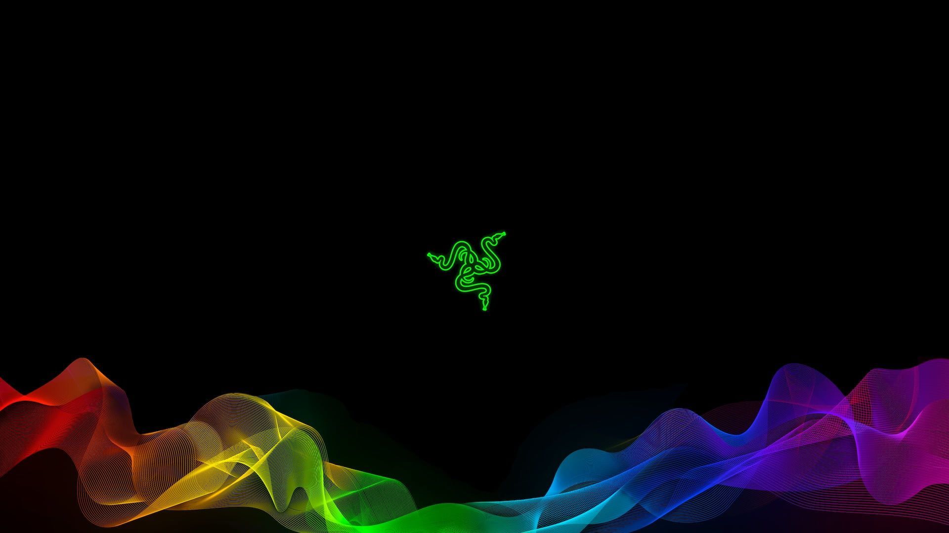 Razer, Razer Chroma, Regenbogenwelle, Schwarzer Hintergrund, Minimalistisch, 1080p Wallpaper