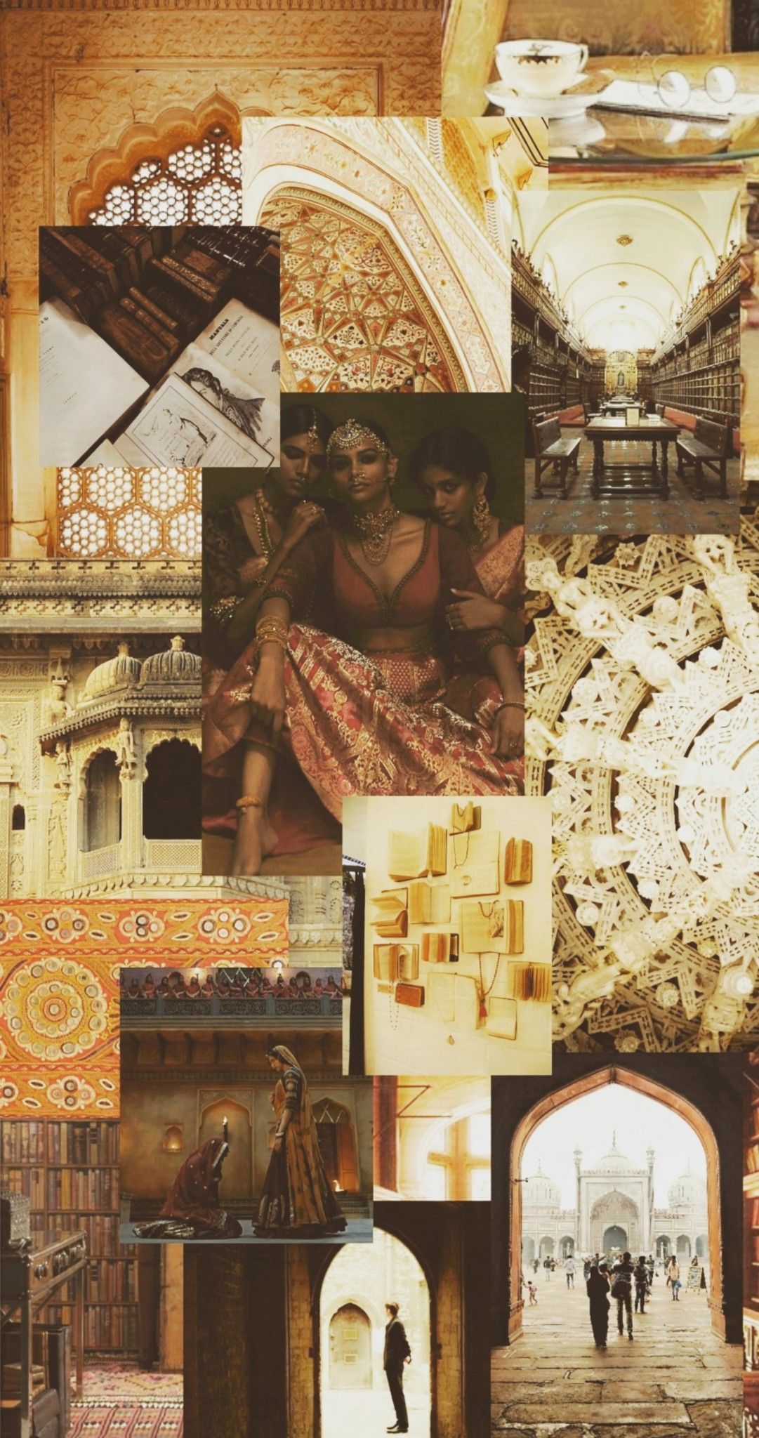 Collage, Indische Architektur, Bögen, Ornamente, Warme Töne, Android-Hintergrundbild