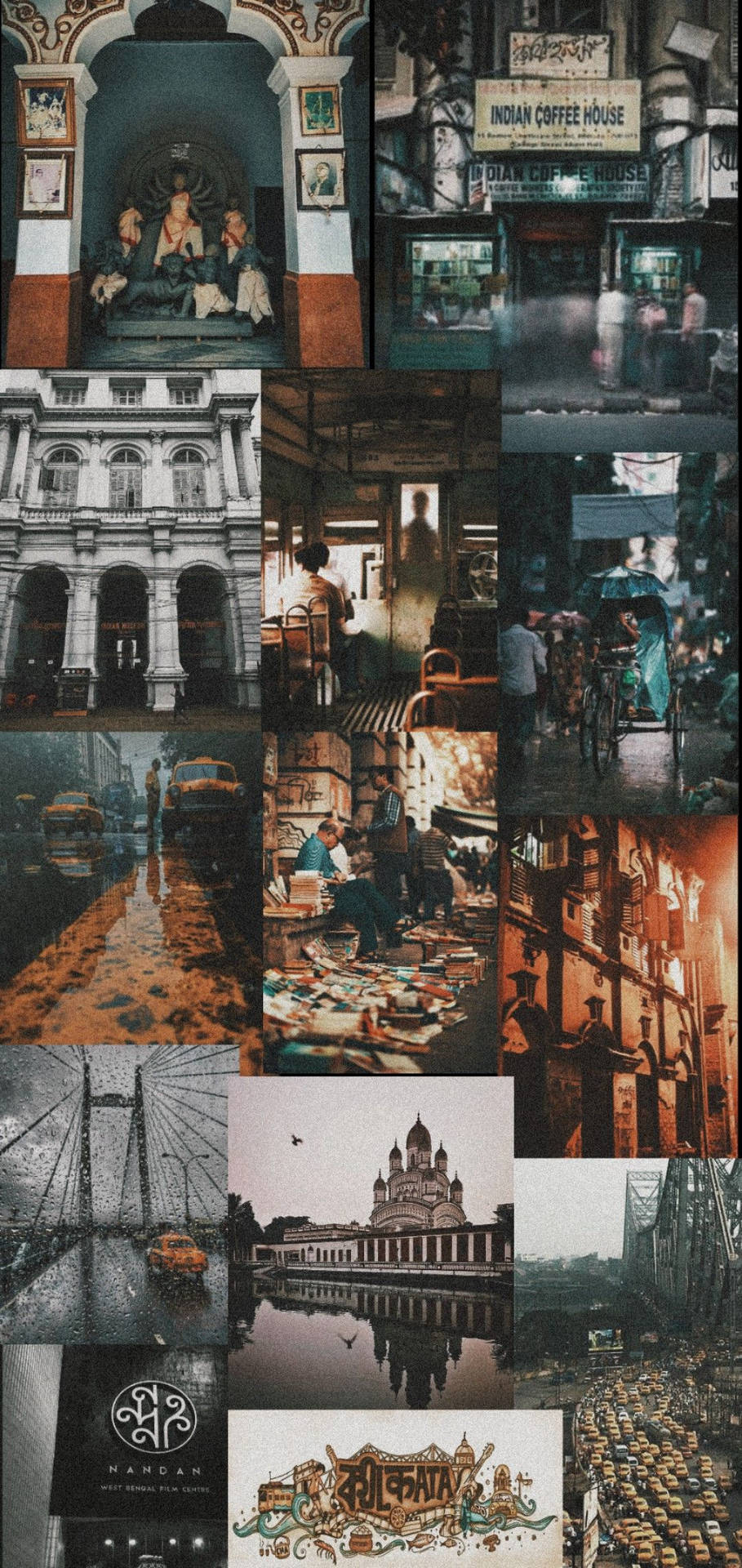 Collage, Indische Architektur, Dunkle Ästhetik, Straßenszene, Reise, HD, Handy-Hintergrund