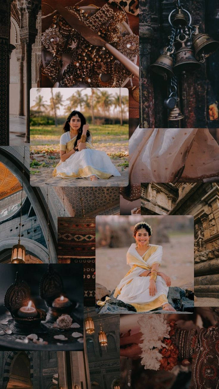 Collage, Indische Frau, Sari, Indische Kultur, Dunkle Töne, HD, Handy-Hintergrund