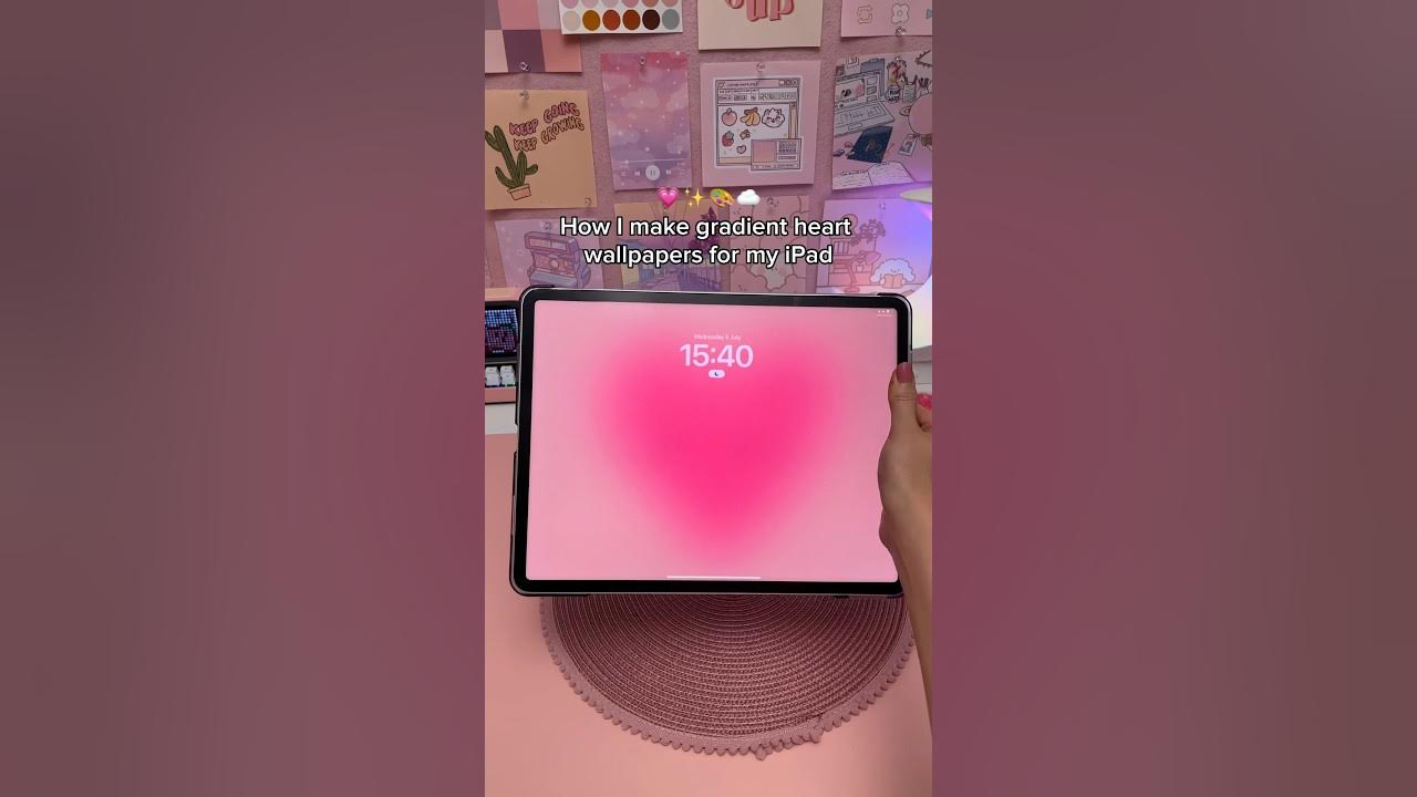 iPad, Herz, Farbverlauf, Pink, Ästhetik, 16:9, HD-Hintergrundbild für den Desktop