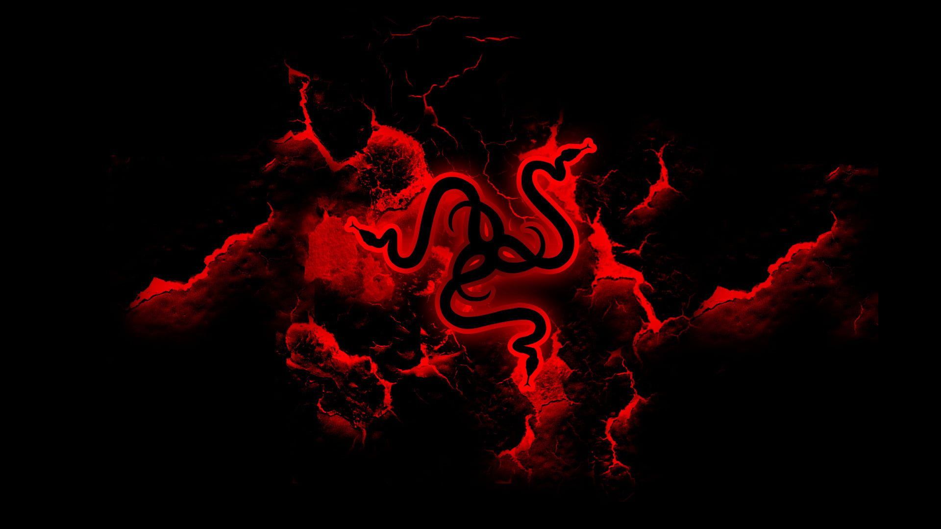Razer, Rote Farbexplosion, Grunge, Schwarzer Hintergrund, Full HD Wallpaper