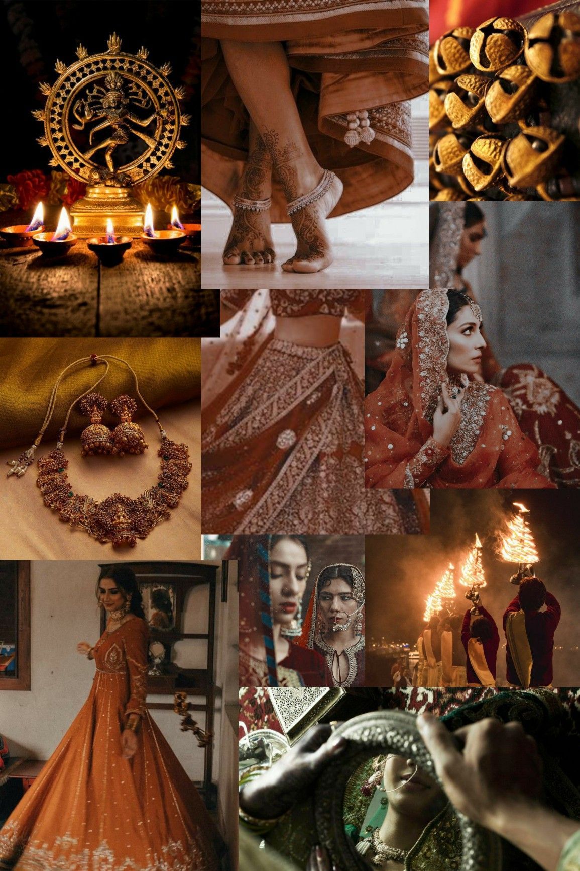 Collage, Nataraja, Shiva, Indische Hochzeit, Schmuck, Goldtöne, Hintergrundbild fürs iPad