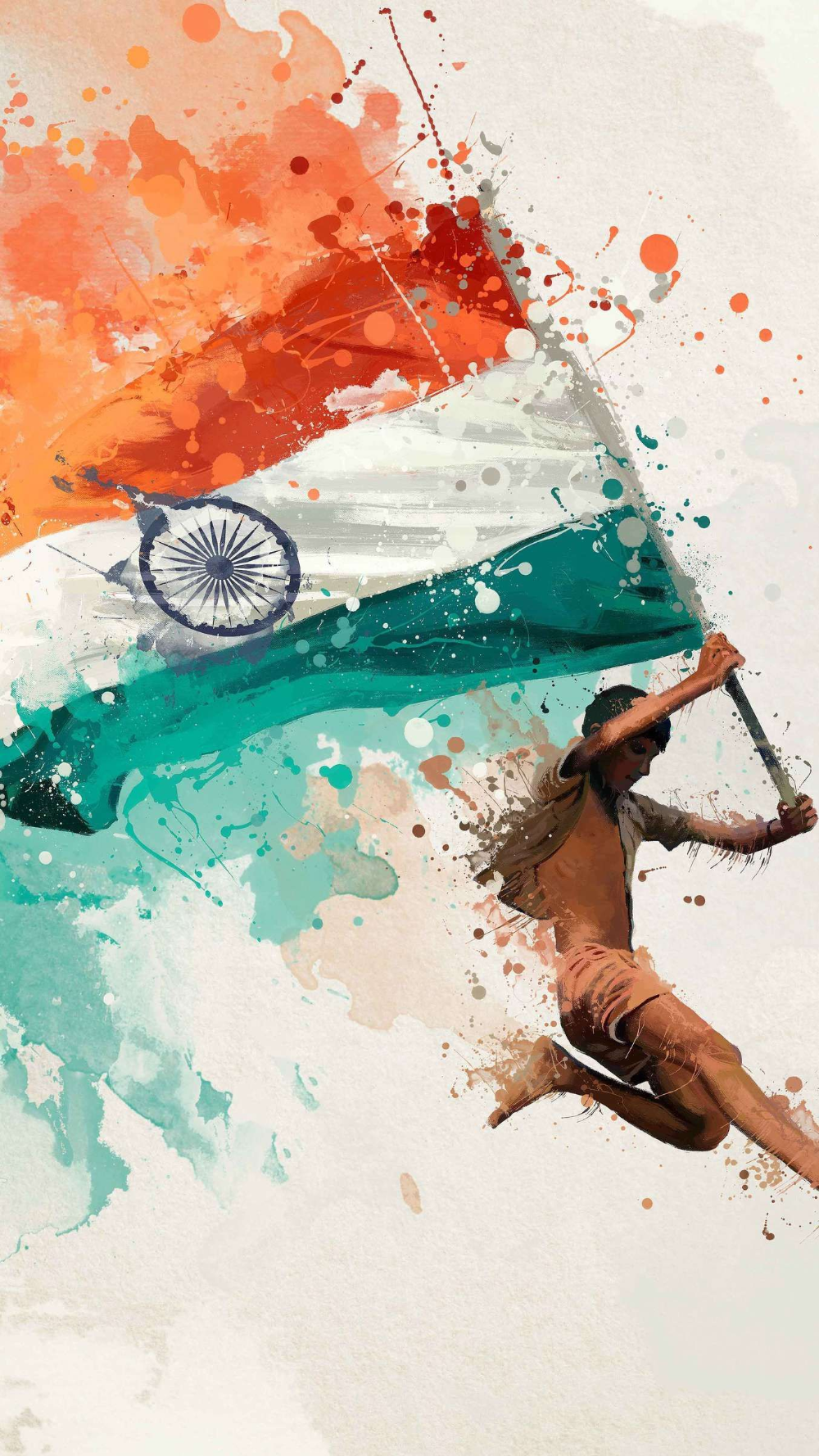 Indische Flagge, Indien, Aquarell, Silhouette, Freiheitskämpfer, Tricolore, HD, iPhone-Hintergrundbild