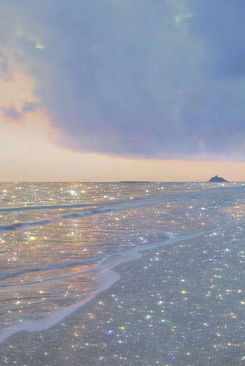Strand, Meer, Glitzerwellen, Wolken, Pastell, HD, iPad-Hintergrundbild