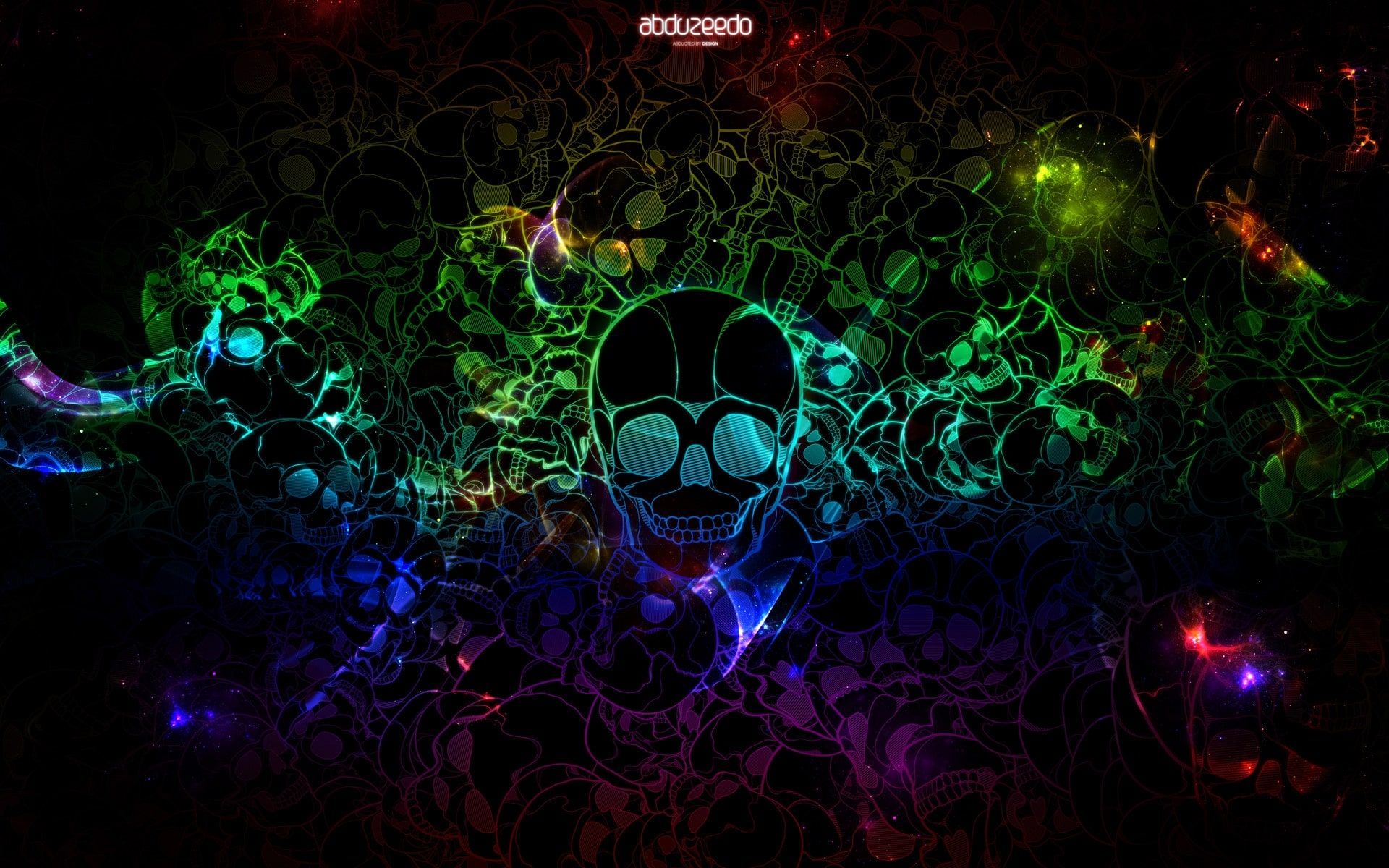 Razer, Totenschädel, Neon-Ornamente, Bunt, Dunkel, 16:10, Full-HD-Hintergrundbild für den Desktop