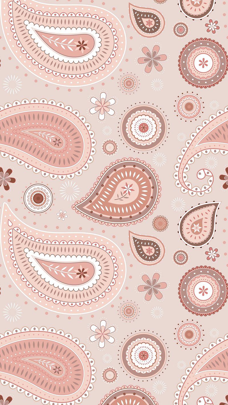 Paisley-Muster, Muster, Ornamente, Rosa, Beige, HD, Handy-Hintergrund im Hochformat