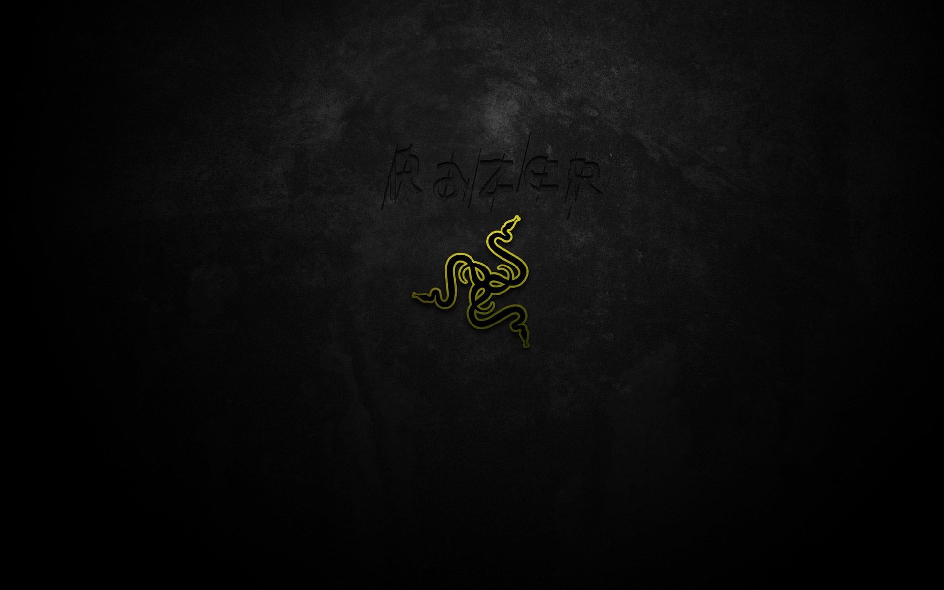 Razer, Goldenes Logo, Dunkle Textur, Minimalistisch, Full HD, Desktop-Hintergrund für Windows