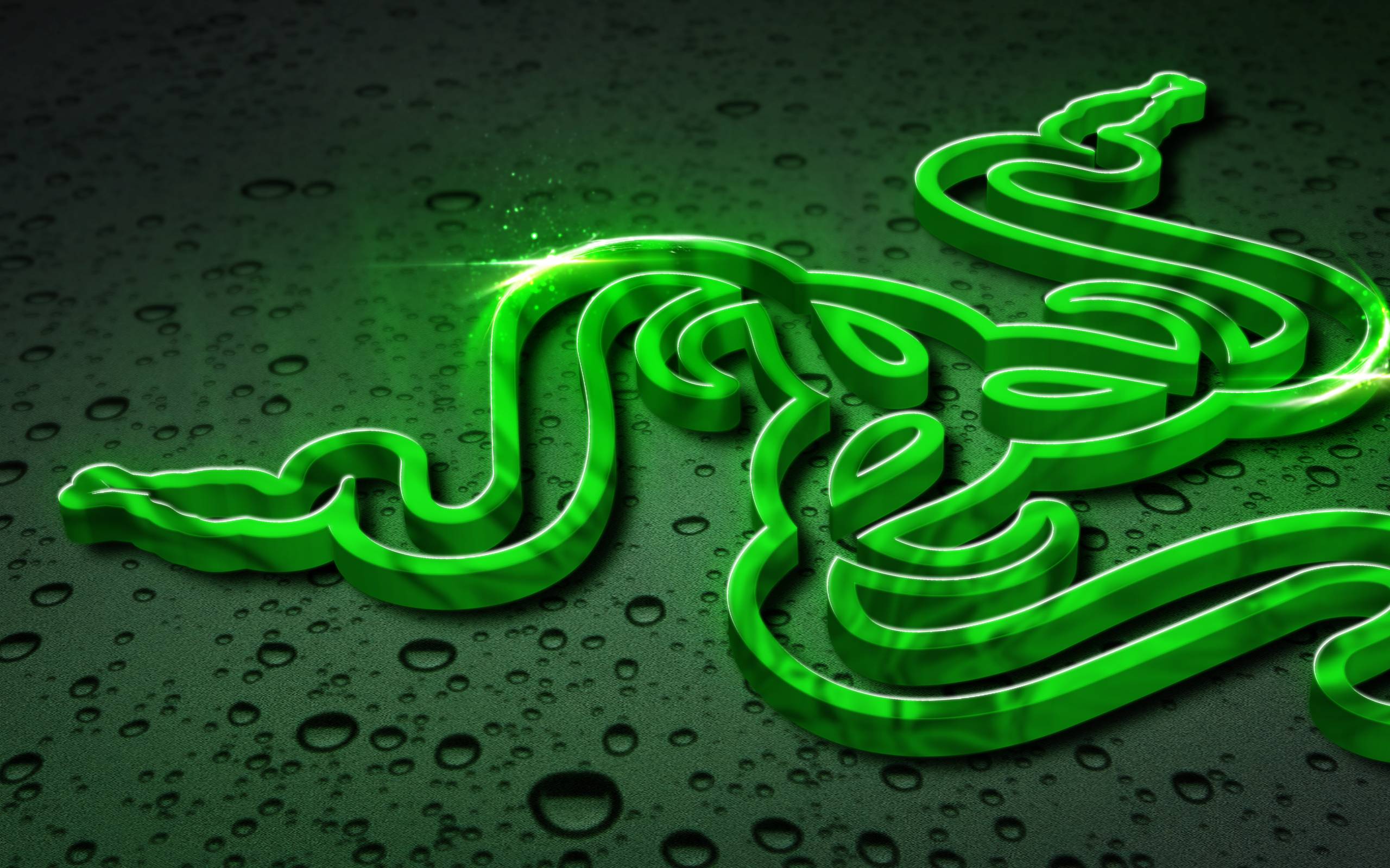 Razer, 3D-Logo, Wassertropfen, Grün, 16:10, 2K-Hintergrundbild für den Desktop