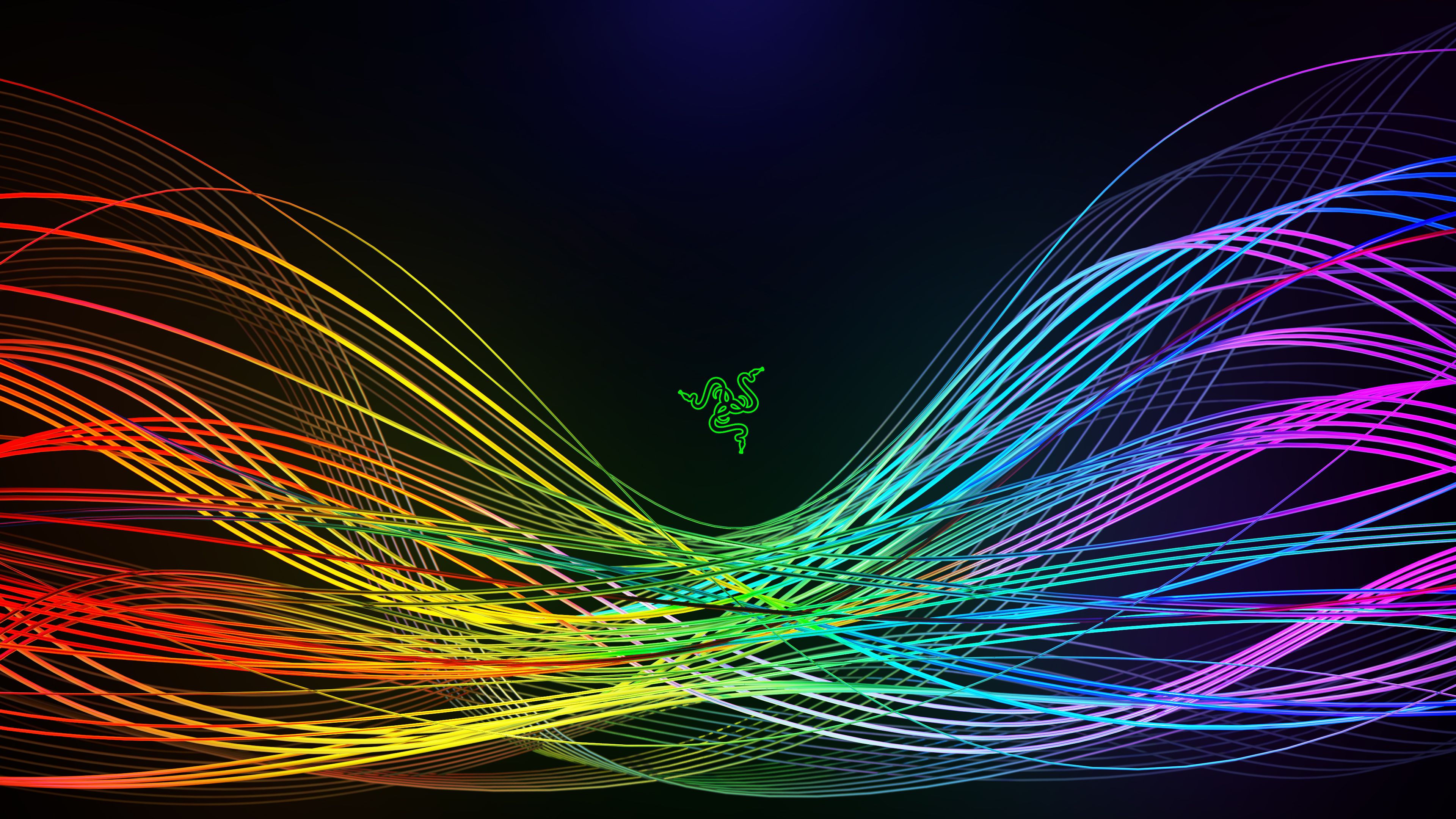 Razer, Razer Chroma, Regenbogenlinien, Wellen, Dunkel, 4K, Hintergrundbild für den PC