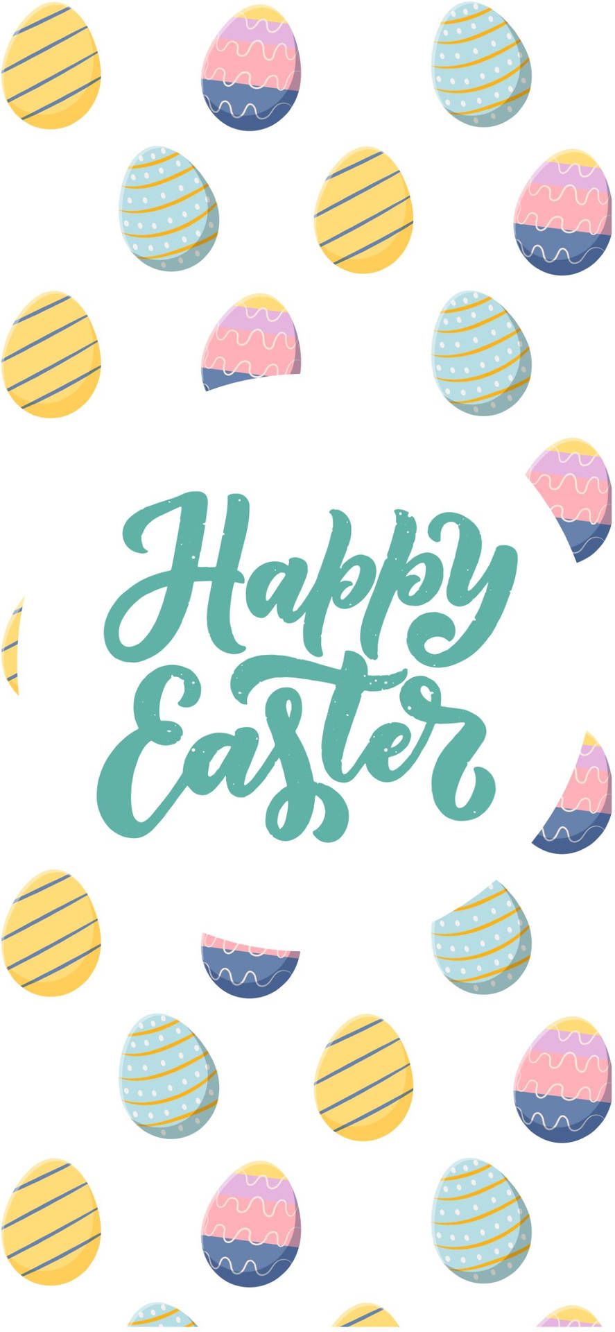 Happy Easter, Ostereier, Handlettering, Muster, Weiß, HD, Hintergrundbild fürs Handy
