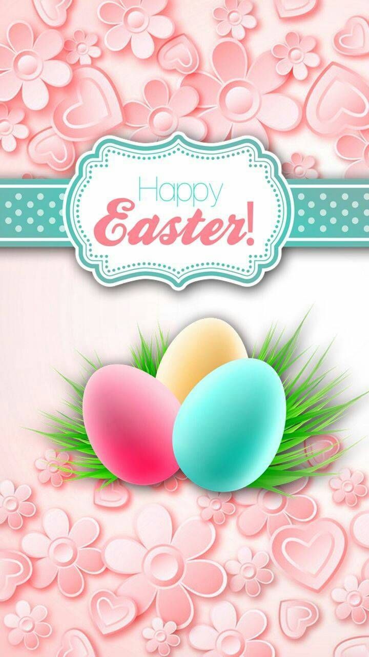 Happy Easter, Ostereier, Herzen, Rosa, Grußkarte, HD, Sperrbildschirm fürs iPhone