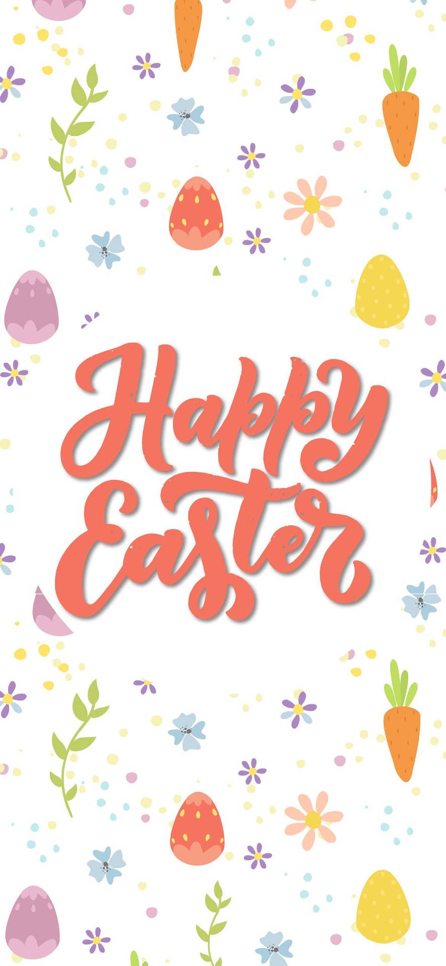 Happy Easter, Handlettering, Ostereier, Karotten, Muster, Hintergrundbild fürs Handy