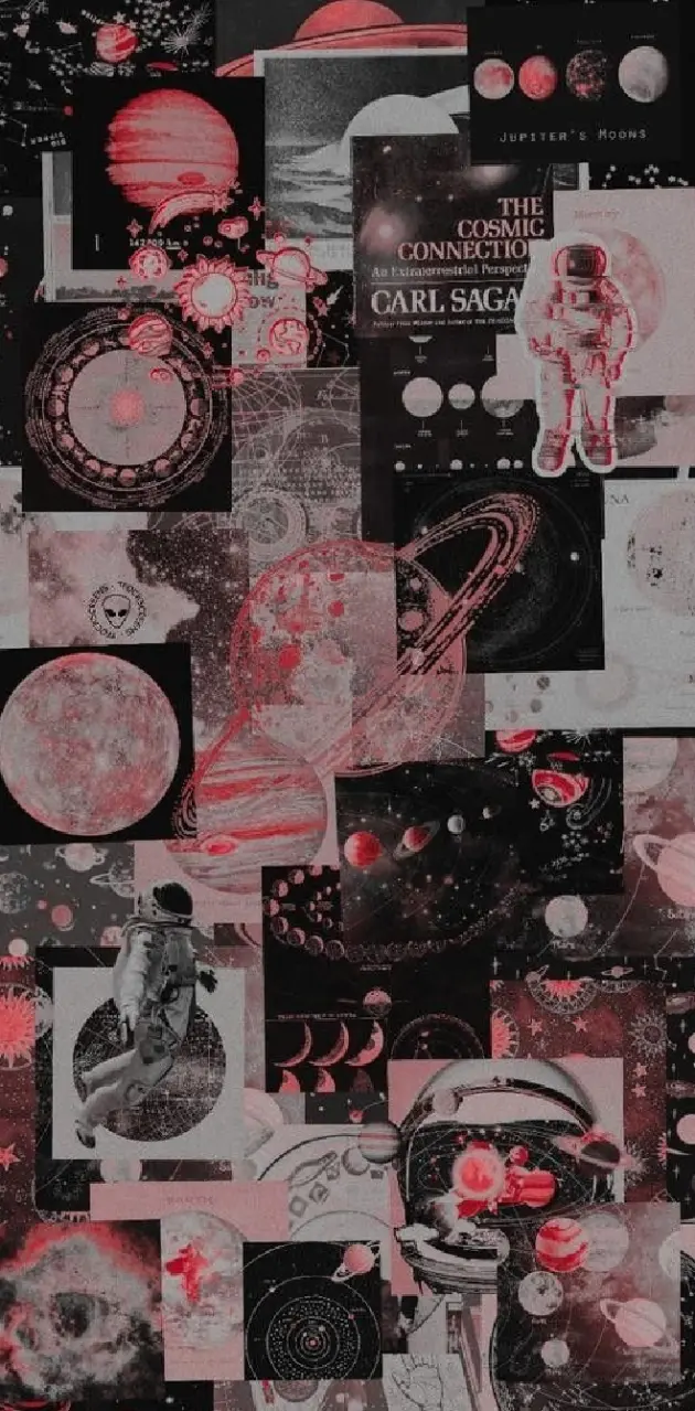 Collage, Rot-Schwarz, Ästhetik, Moodboard, Grunge, Hochformat, Hintergrundbild fürs Smartphone