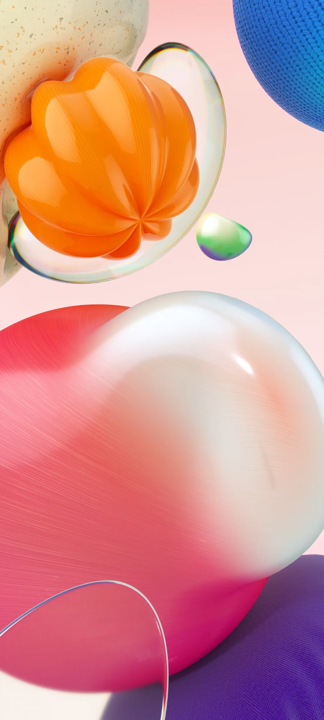 3D-Formen, Kugeln, Pastell, Abstrakt, Samsung Galaxy A51, Hintergrundbild fürs Samsung Galaxy