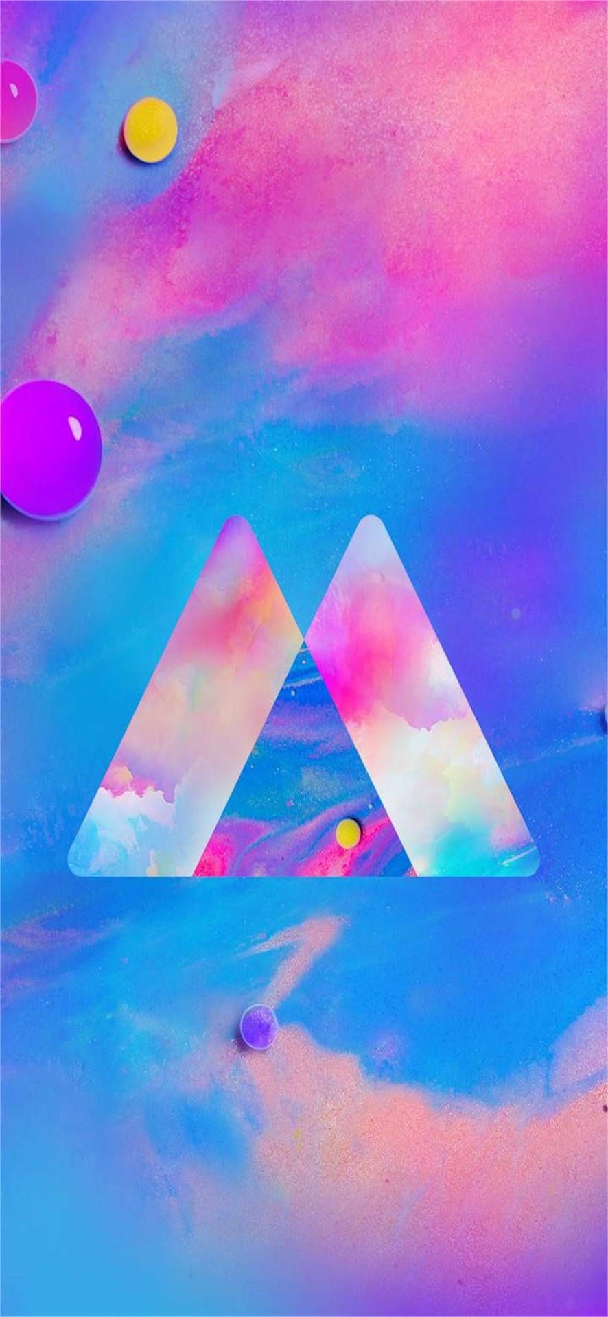 Dreieck, Bunte Wolken, Pink-Blau, Abstrakt, Galaxy A51, Handy-Hintergrund