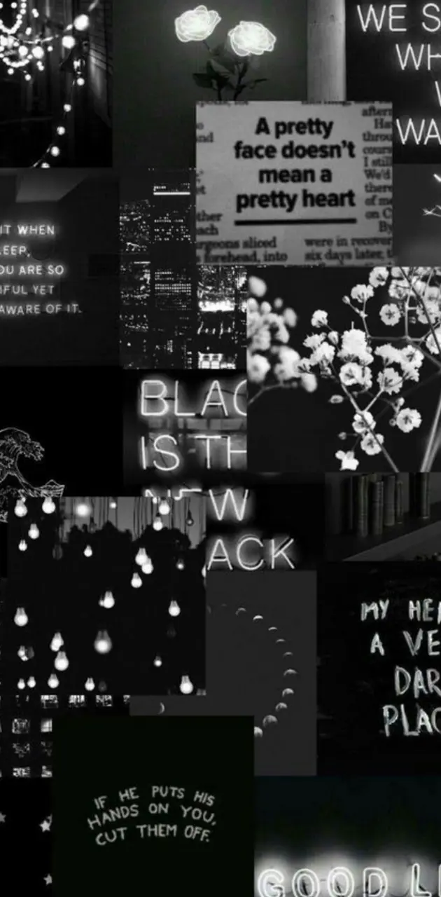 Collage, Schwarz-Weiß, Sprüche, Dunkle Ästhetik, Moodboard, Android-Hintergrundbild