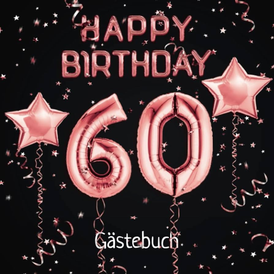 Happy Birthday, Folienballons, Roségold, Sterne, Gästebuch, Schwarzer Hintergrund, Wallpaper