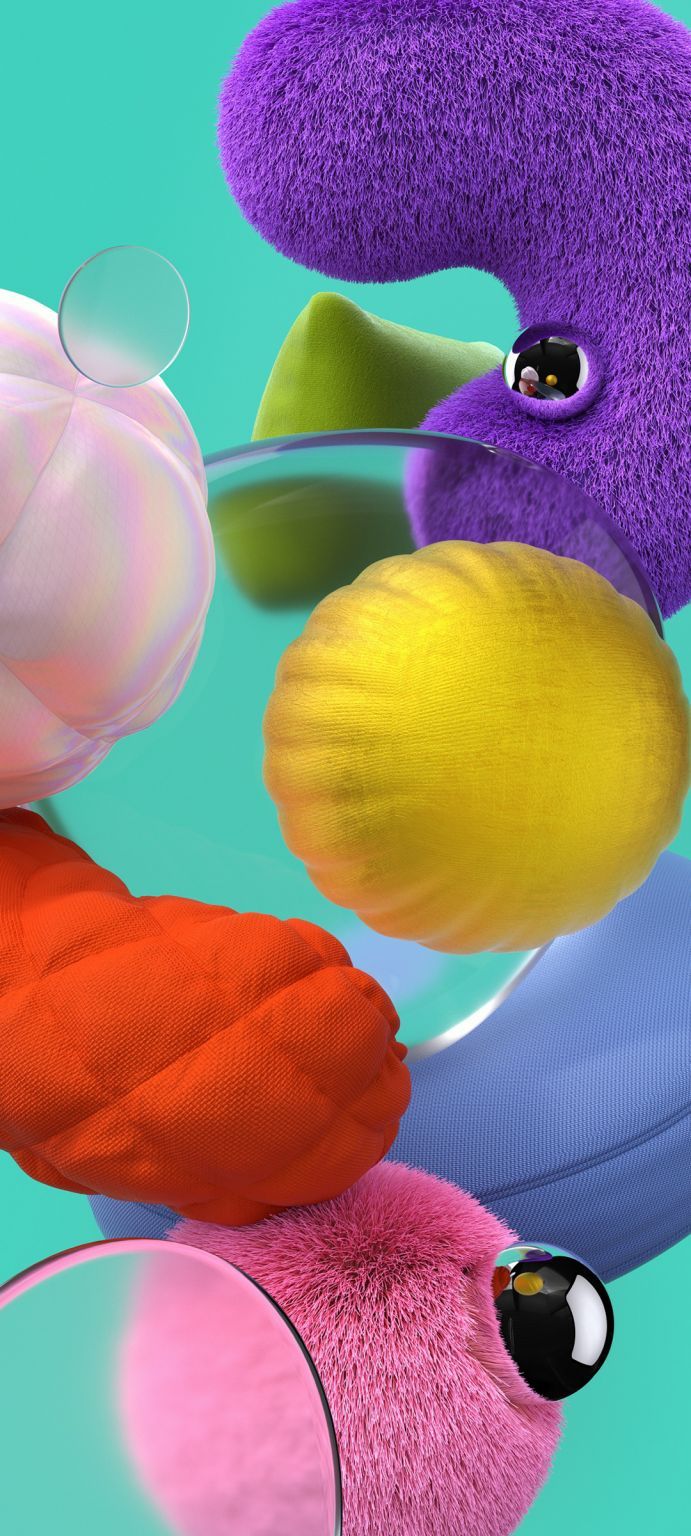 3D-Formen, Plüsch, Bunt, Abstrakt, Samsung Galaxy A51, Hintergrundbild fürs Samsung Galaxy